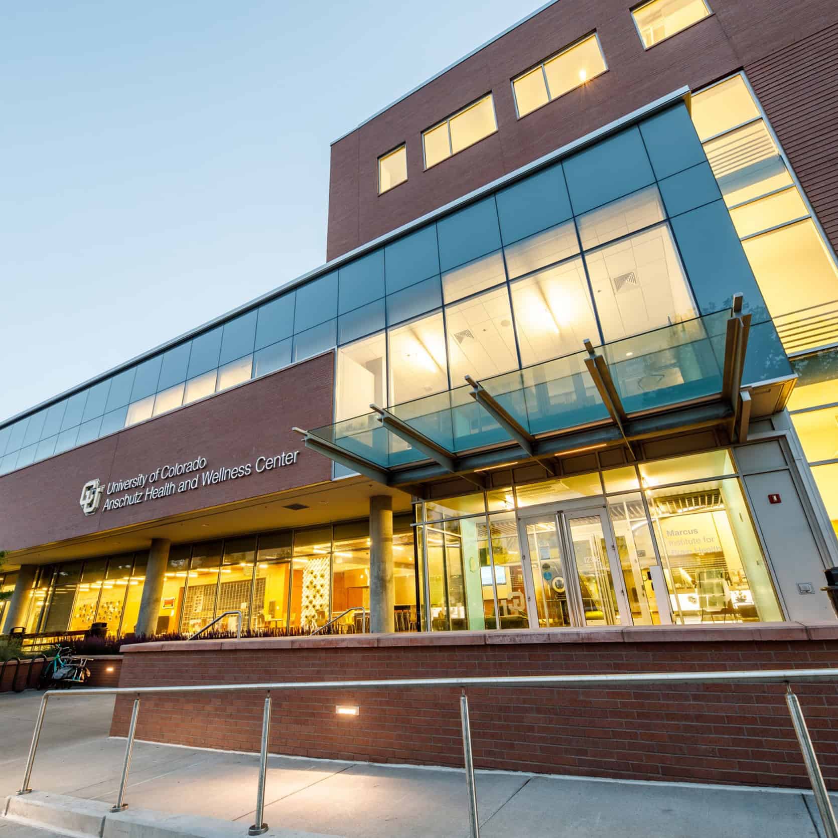 East Entrance of the CU Anschutz Health and Wellness Center, where DAWN is located.
